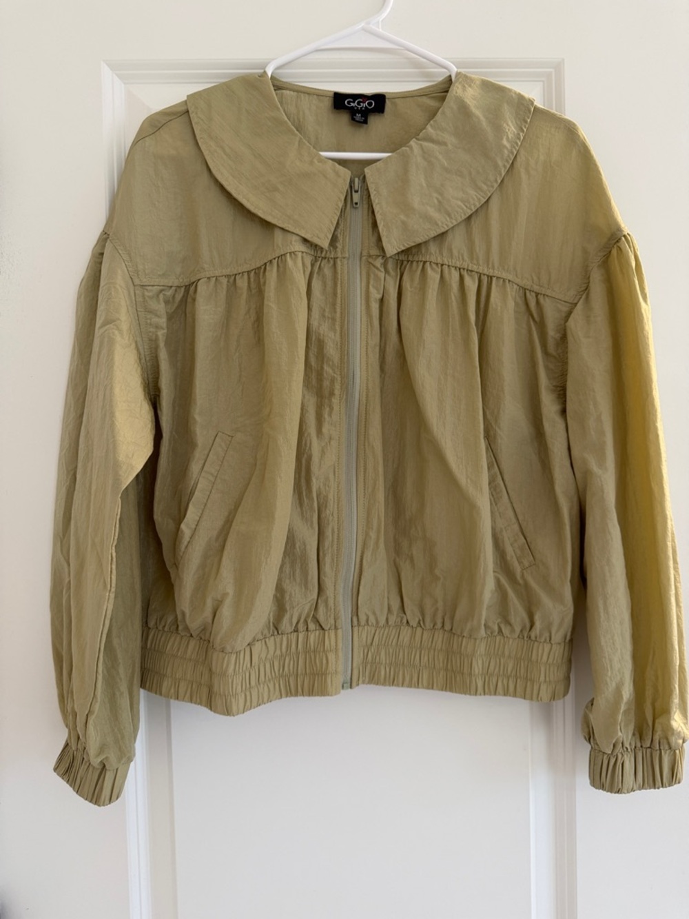 GOGO Olive Green Zip-Front Bomber Jacket